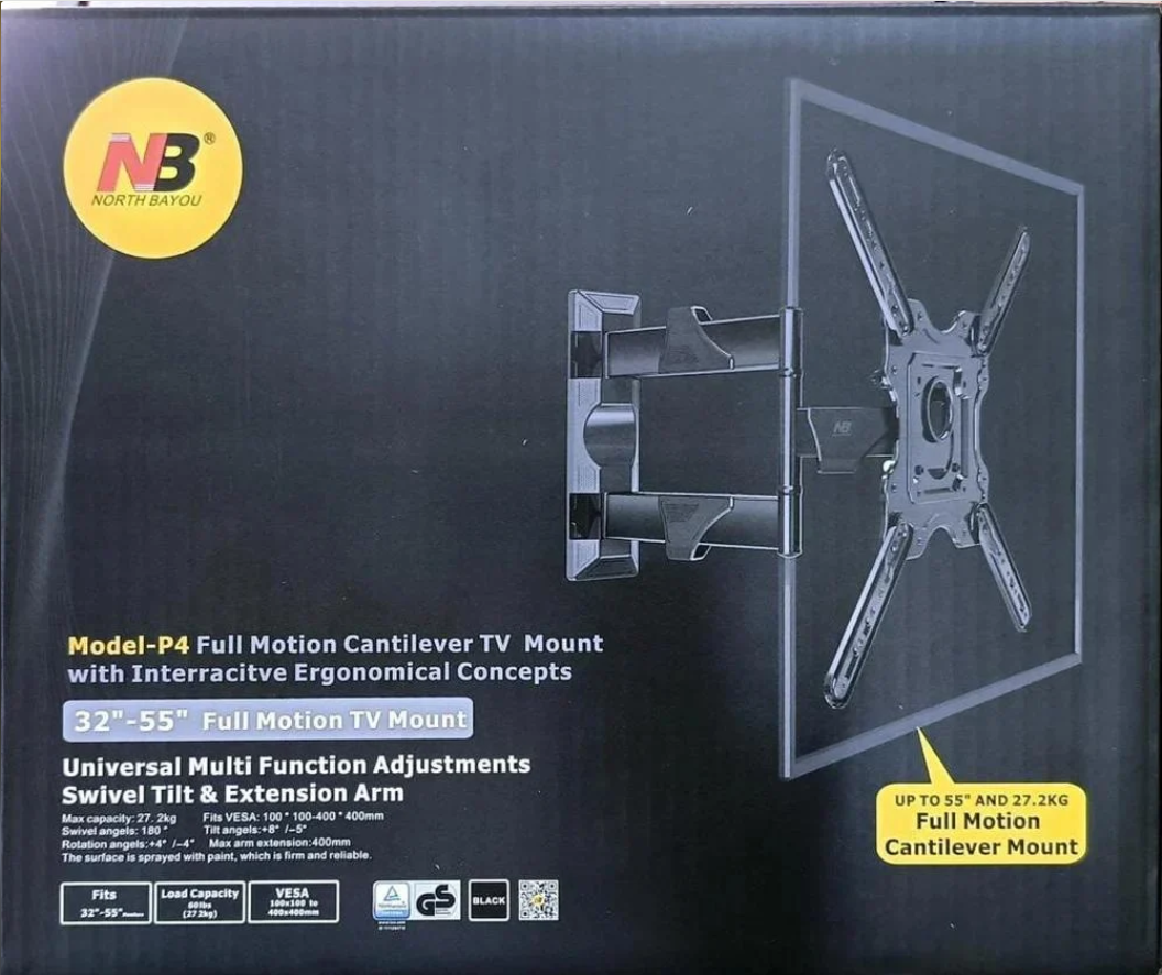 Cast Iron Black Nb P4 Wall Mount Stand, LED TV
