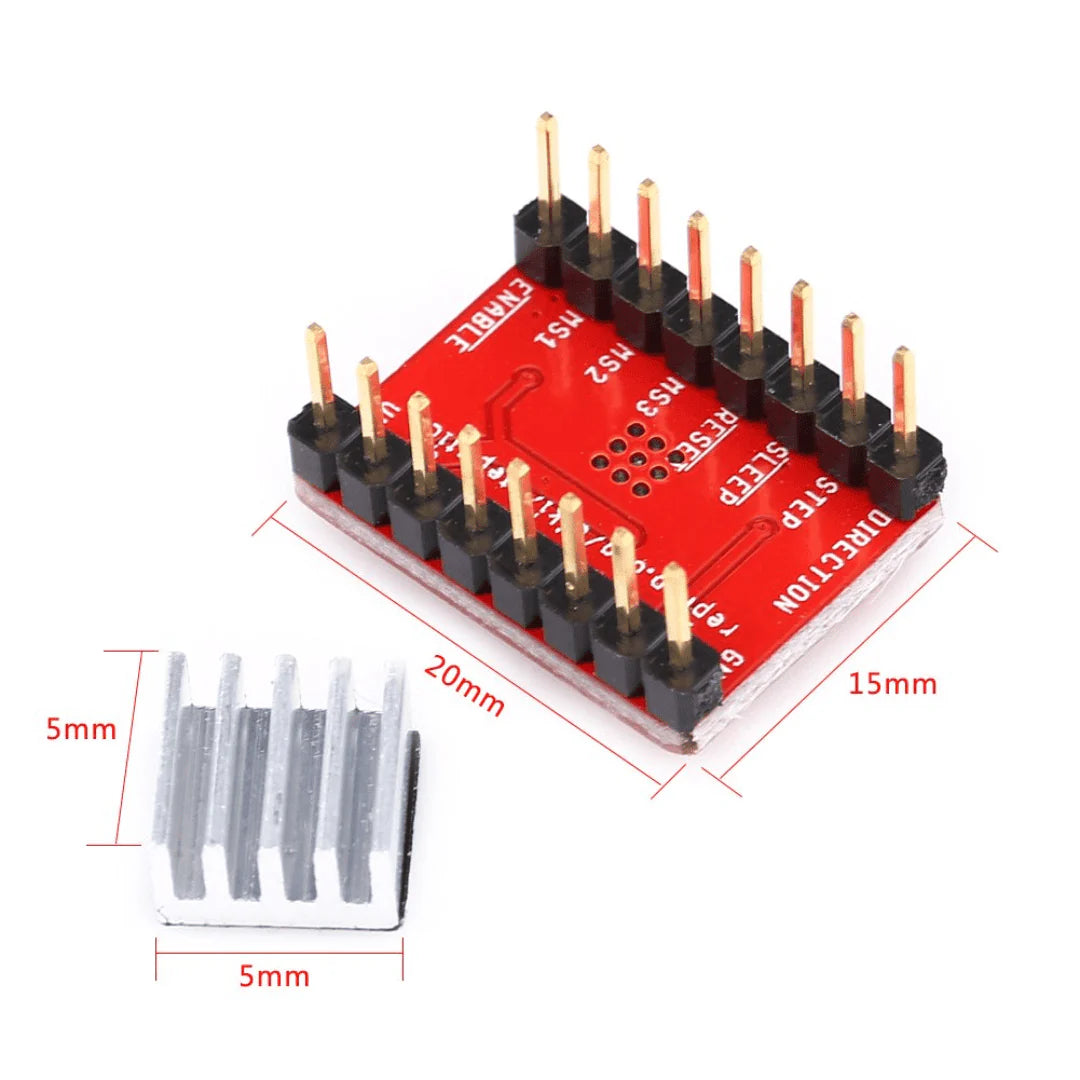 A4988 Stepper Motor Driver Module with Heat Sink For 3D Printer (Red